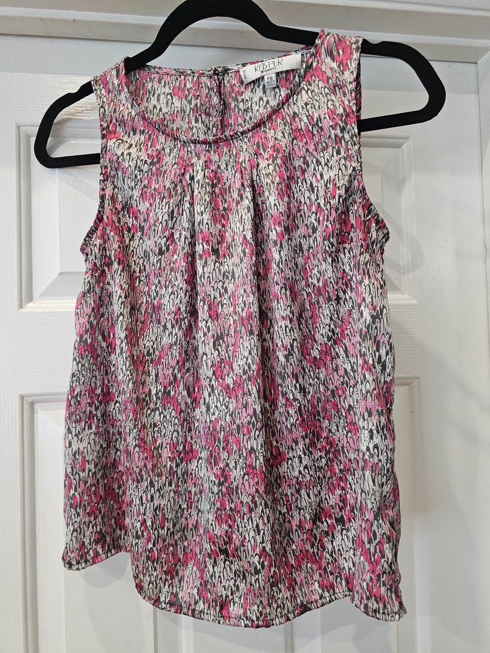 Kasper Pink, White & Black Printed Sleeveless Top